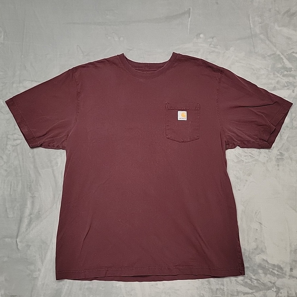 Carhartt Shirt Mens XL Burgundy Pocket Tee K87 Workwear Heavyweight Cotton